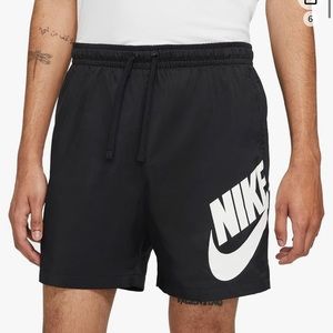Nike sportswear black logo shorts, size S.